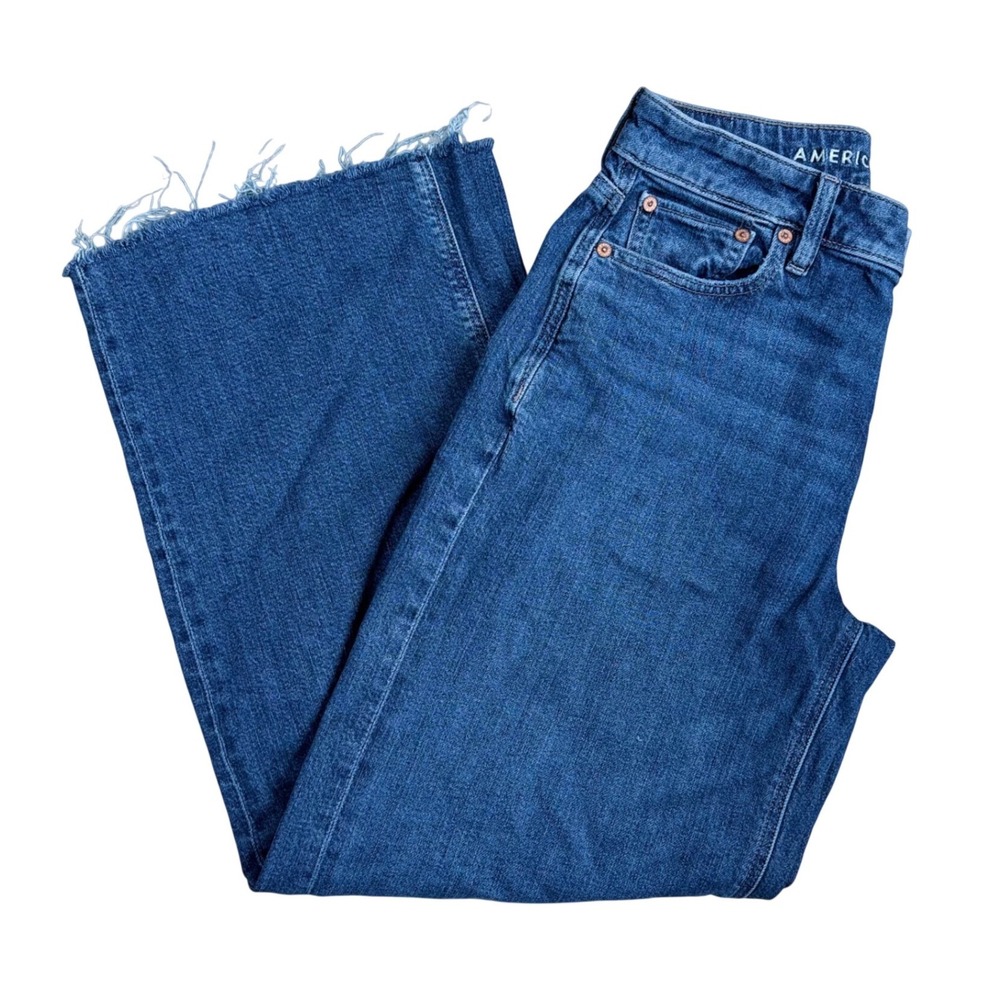 American Eagle Super High-Rise Baggy Wide Leg Jeans Women Size 4 Casual Boho EUC